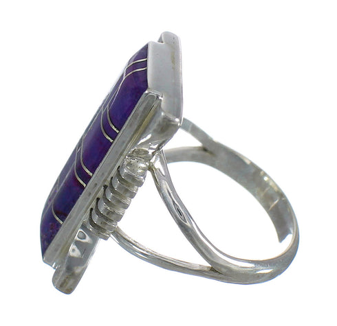 Magenta Turquoise Inlay Sterling Silver Ring Size 7-1/2 MX61837